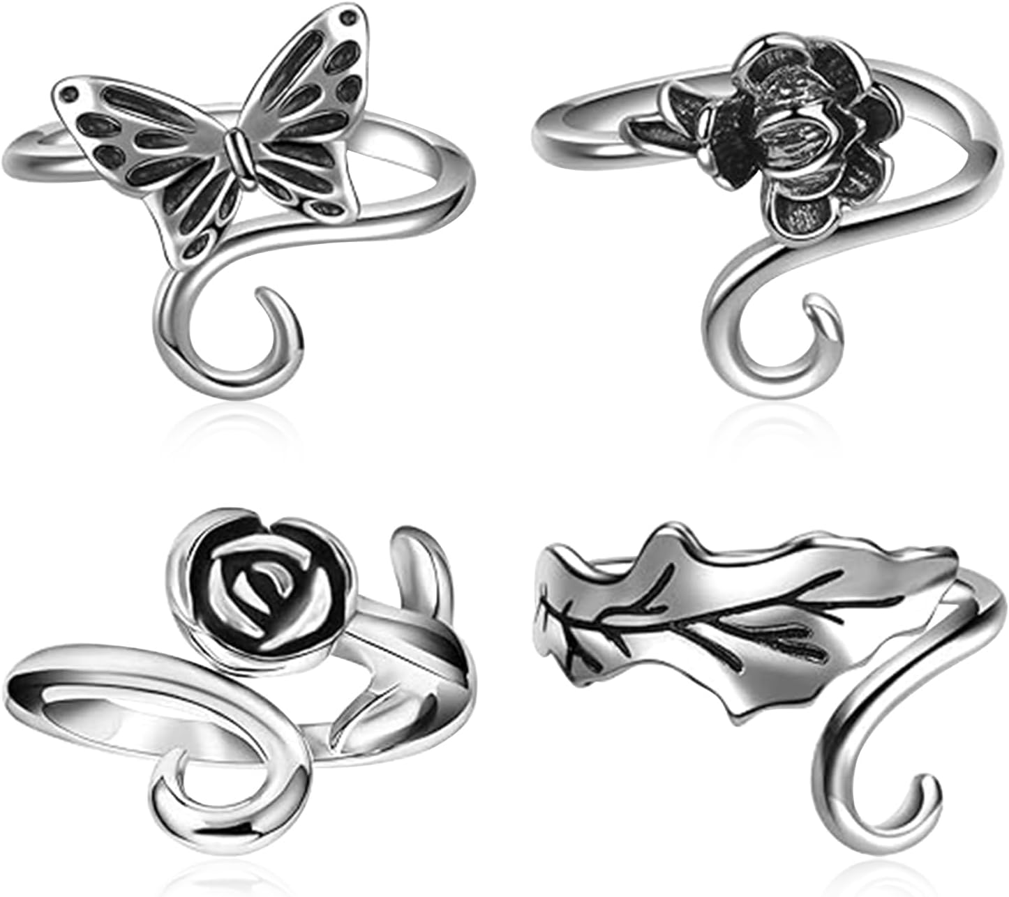 4pcs Knitting Crochet Loop Ring for Fingers Metal Open Yarn Guide Crochet Rings