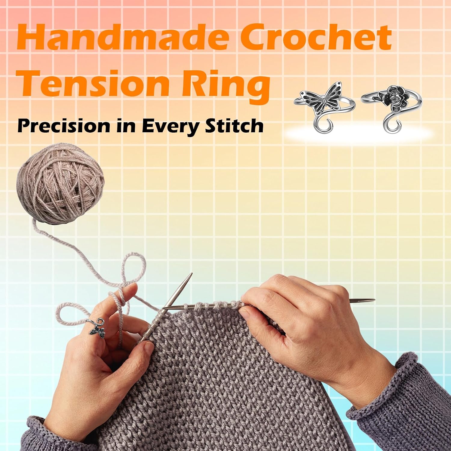 4pcs Knitting Crochet Loop Ring for Fingers Metal Open Yarn Guide Crochet Rings - view 2