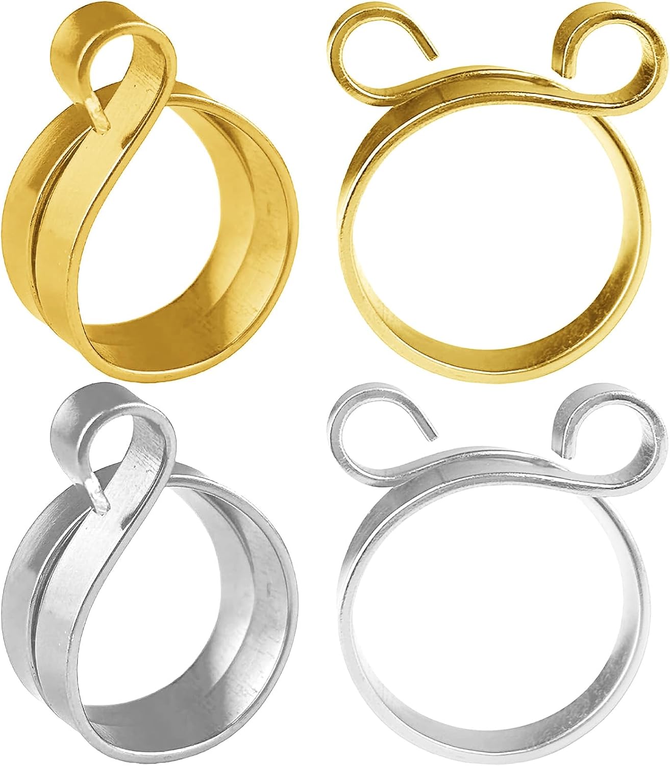 4pcs Knitting Crochet Loop Ring for Fingers Metal Open Yarn Guide Crochet Rings - view 8