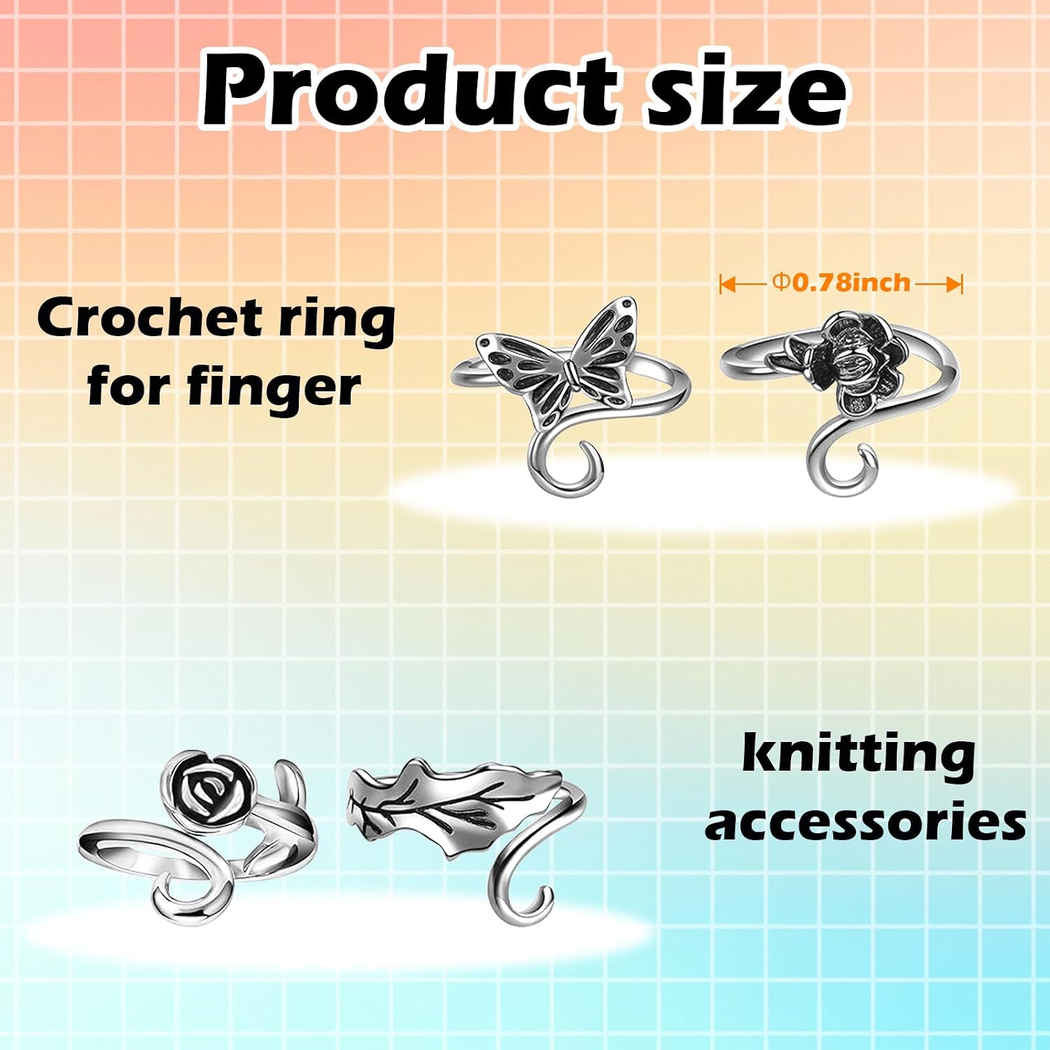4pcs Knitting Crochet Loop Ring for Fingers Metal Open Yarn Guide Crochet Rings - view 7