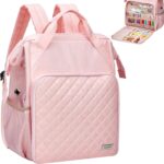 HOMEST Knitting Bag Backpack, Crochet Storage Organizer, Large Yarn Holder with Custom Front Pocket for Croche