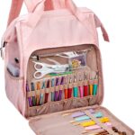 HOMEST Knitting Bag Backpack, Crochet Storage Organizer, Large Yarn Holder with Custom Front Pocket for Croche - view 2