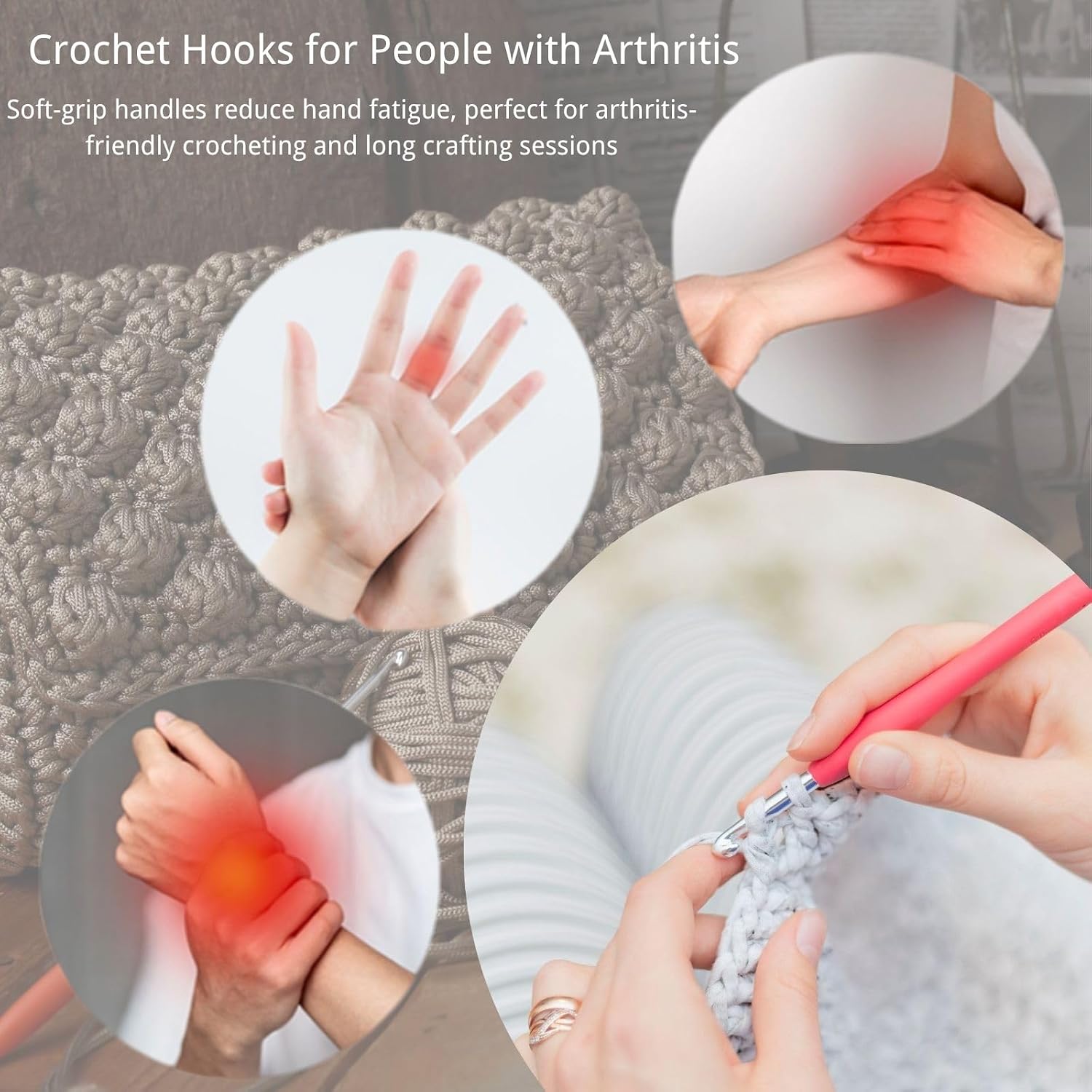Blingcute Ergonomic Crochet Hook Set with Case, 82 PCS Crochet Starter Kit (0.6u201310mm), Aluminum Hooks wit - view 5