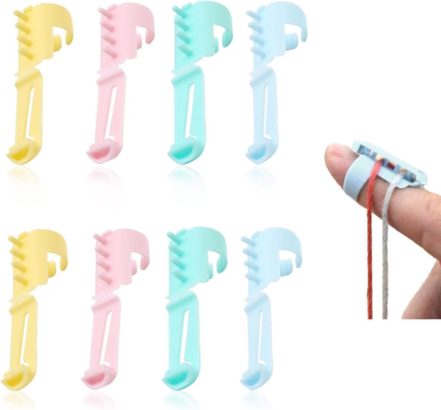 BRBASAP 8 Pieces Yarn Guide Rings for Crocheting Knitting Finger Holders for Yarn Separation Tension Control a
