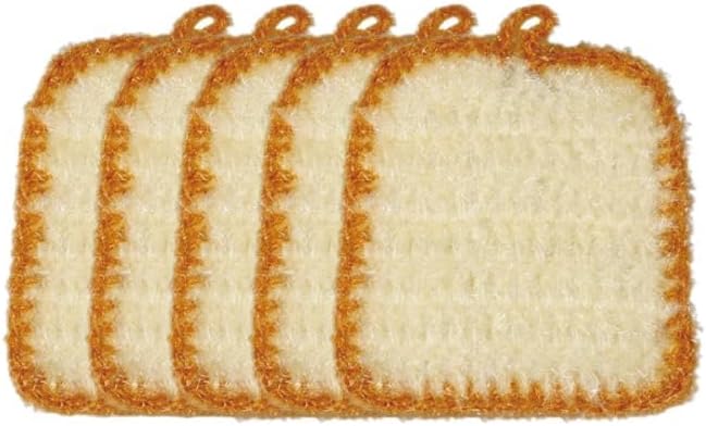 Crochet Scrubbies 5 Pack, Cute Toast Shaped Kitchen Dish Scrubber - view 7