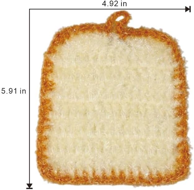 Crochet Scrubbies 5 Pack, Cute Toast Shaped Kitchen Dish Scrubber - view 3