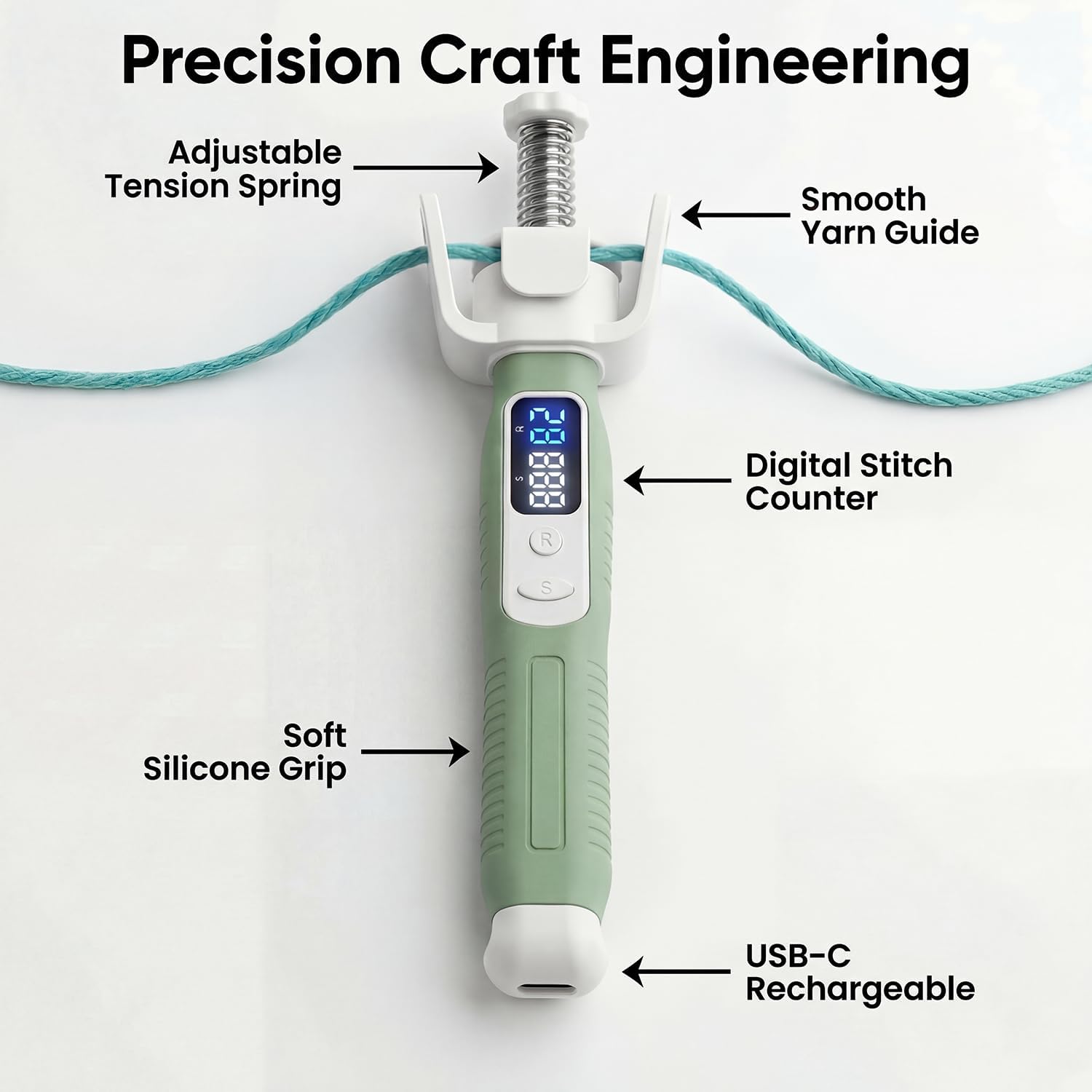Crochet Tension Tool with Row & Stitch Counter, 2-in-1 Yarn Guide Regulator, Ergonomic for Arthritis Hands & B - view 8