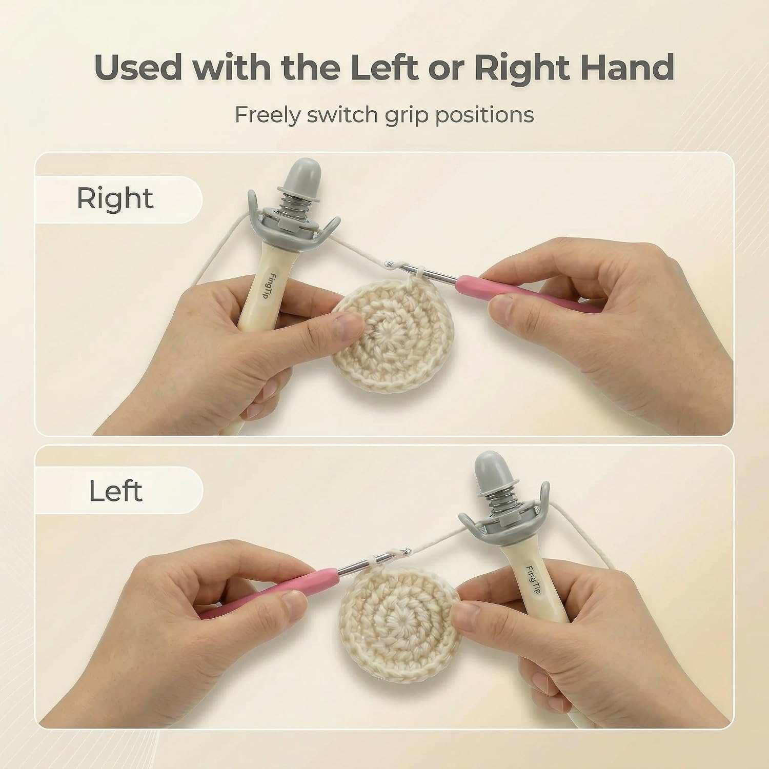 FingTip Crochet Tension Tool Kits for Beginner, Ergonomic Yarn Guide Holder, Comfort Grip Handle for Left & Ri - view 6