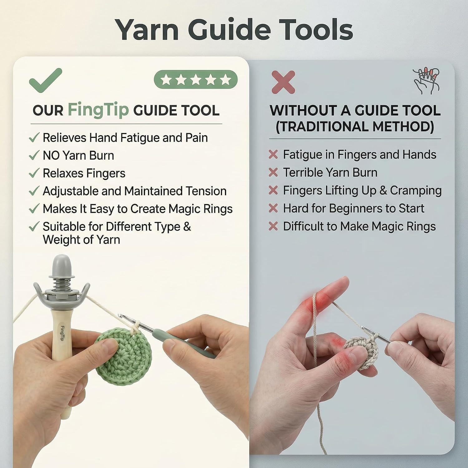 FingTip Crochet Tension Tool Kits for Beginner, Ergonomic Yarn Guide Holder, Comfort Grip Handle for Left & Ri - view 5