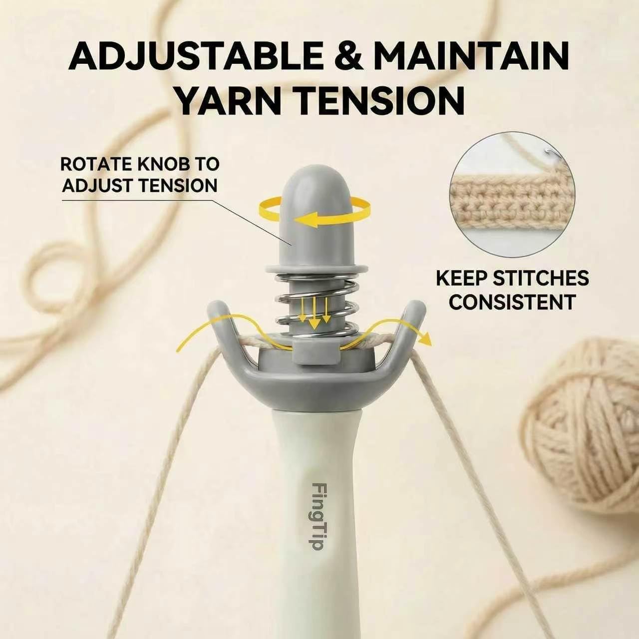 FingTip Crochet Tension Tool Kits for Beginner, Ergonomic Yarn Guide Holder, Comfort Grip Handle for Left & Ri - view 7