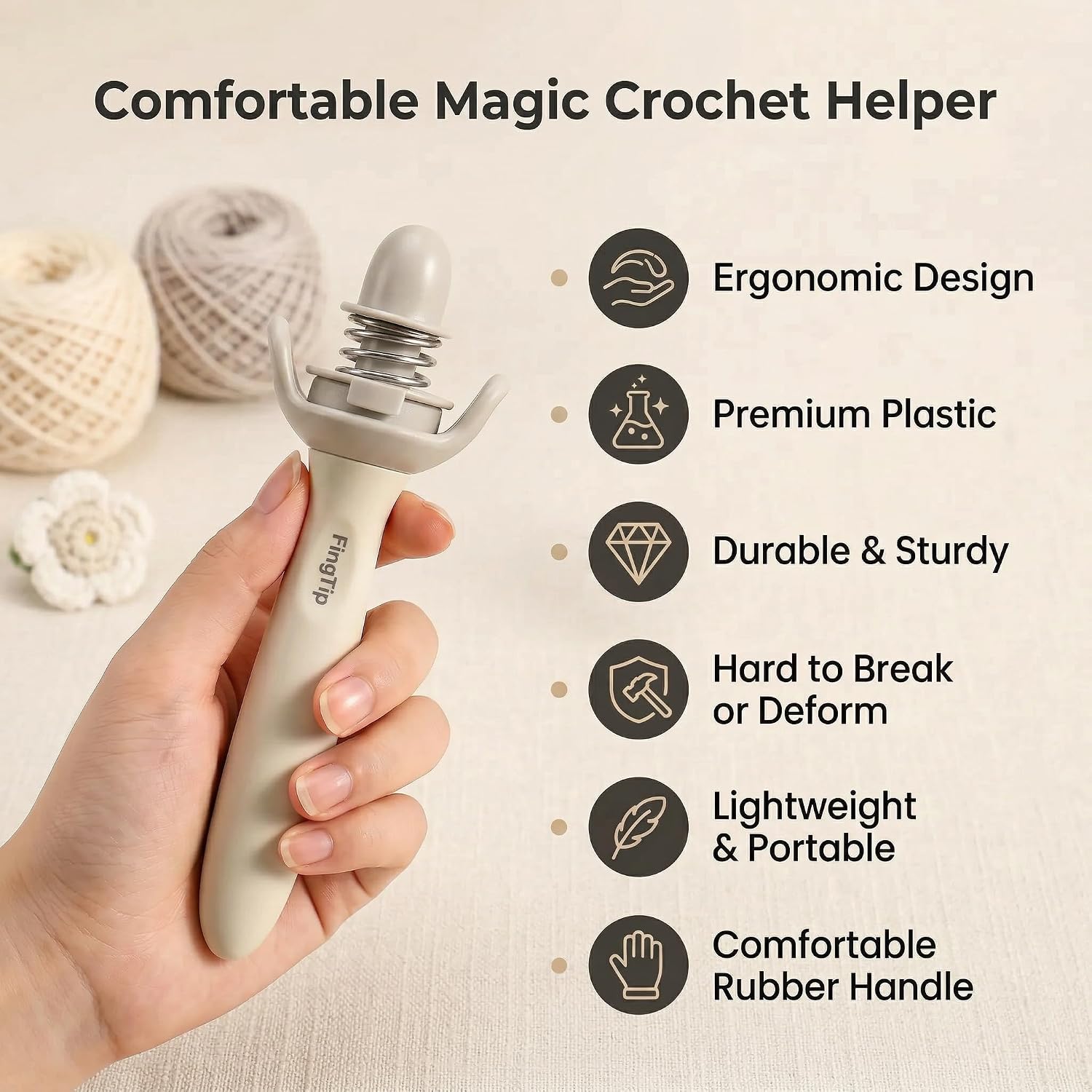 FingTip Crochet Tension Tool Kits for Beginner, Ergonomic Yarn Guide Holder, Comfort Grip Handle for Left & Ri - view 3