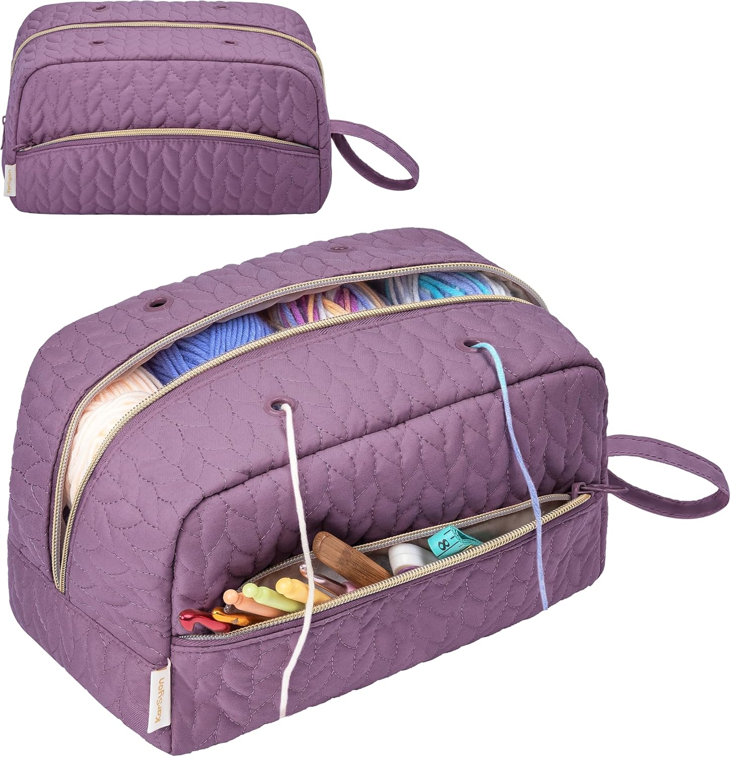 KarSyon Crochet Bag for Yarn Storage Knitting Crochet Supplies Accessories | Portable Small Crochet Hook Case