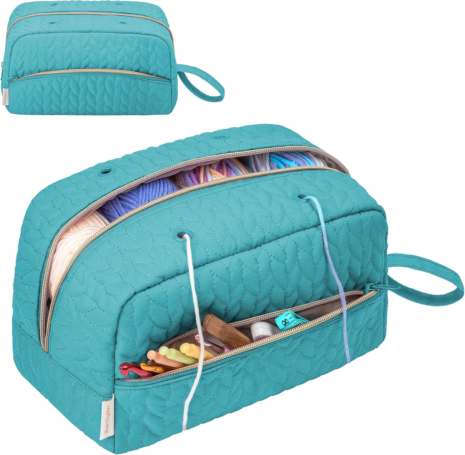KarSyon Crochet Bag for Yarn Storage Knitting Crochet Supplies Accessories | Portable Small Crochet Hook Case  - view 10