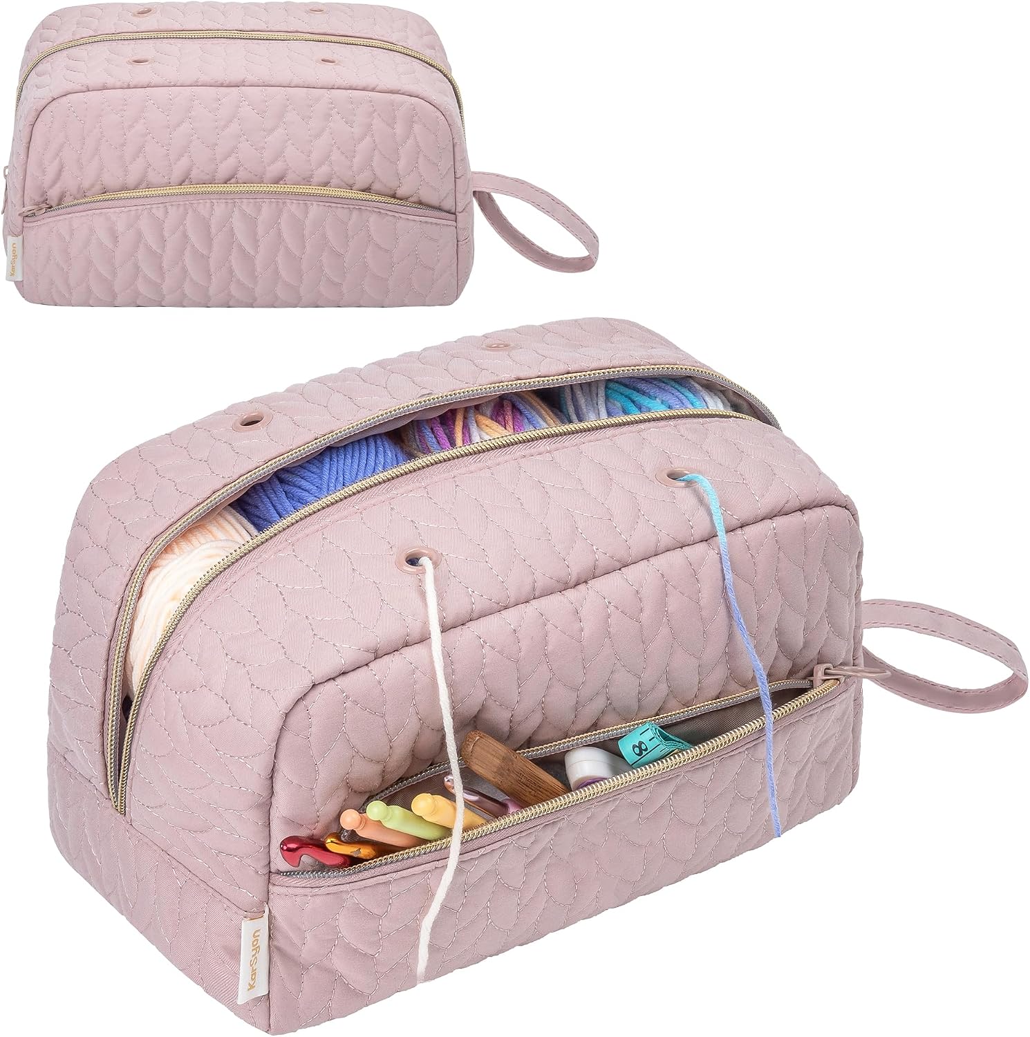 KarSyon Crochet Bag for Yarn Storage Knitting Crochet Supplies Accessories | Portable Small Crochet Hook Case  - view 9