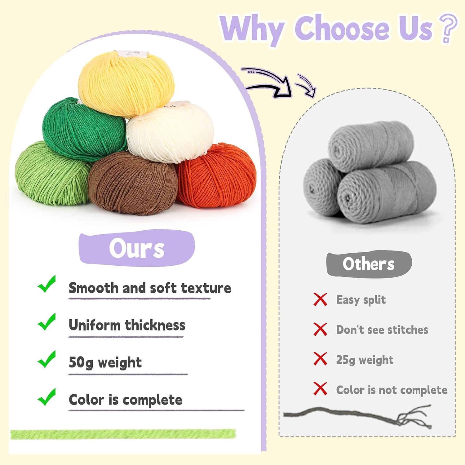 Katech Cotton Acrylic Blend Yarn for Crocheting-Crochet Yarn Set (Beige | 55% Cotton 45% Acrylic#3 DK (Light)- - view 5