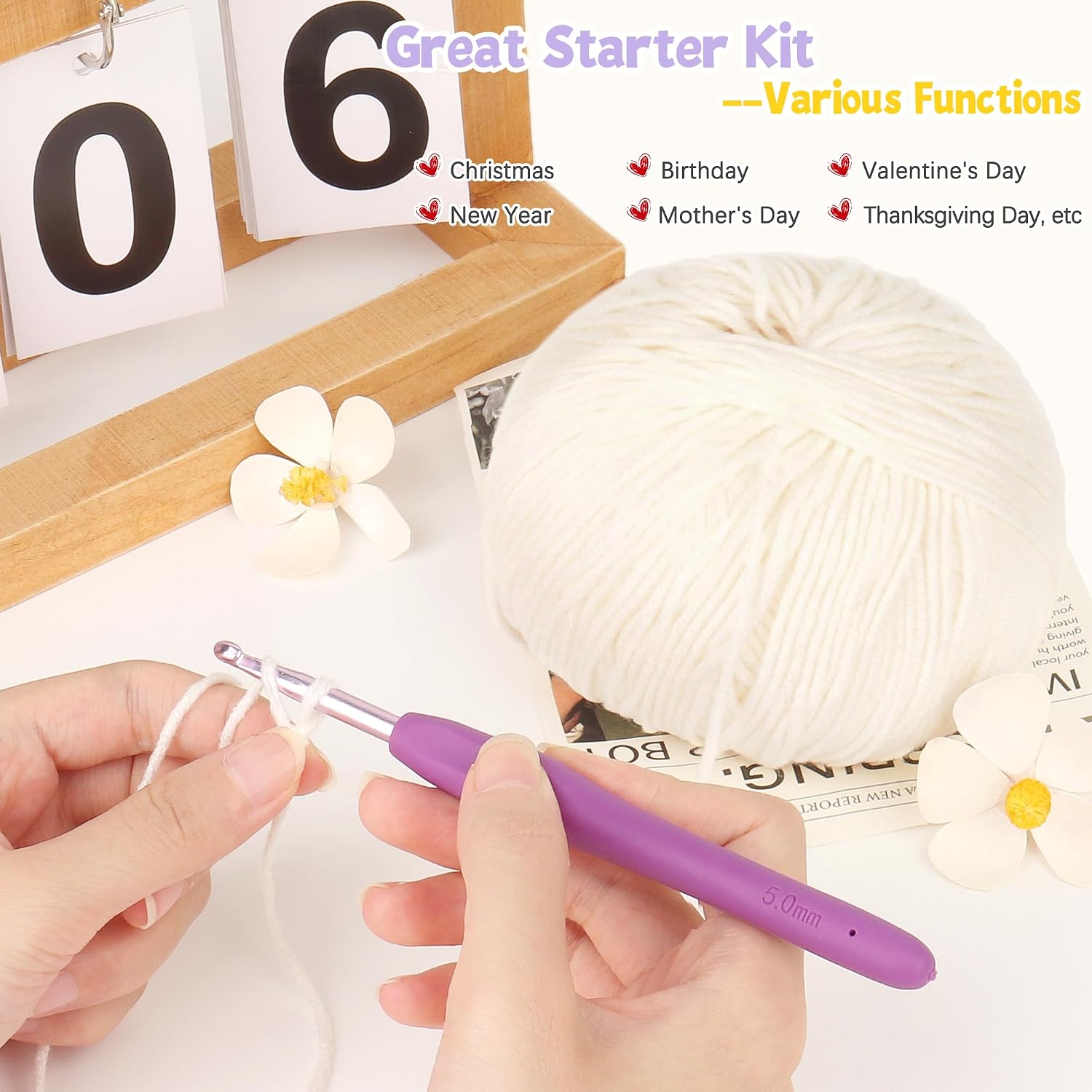 Katech Cotton Acrylic Blend Yarn for Crocheting-Crochet Yarn Set (Beige | 55% Cotton 45% Acrylic#3 DK (Light)- - view 7