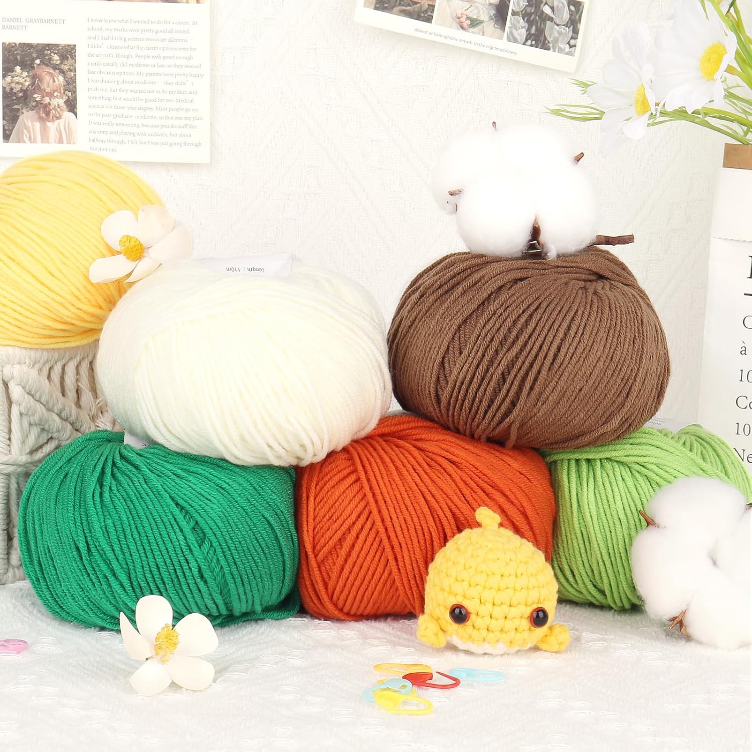 Katech Cotton Acrylic Blend Yarn for Crocheting-Crochet Yarn Set (Beige | 55% Cotton 45% Acrylic#3 DK (Light)- - view 4