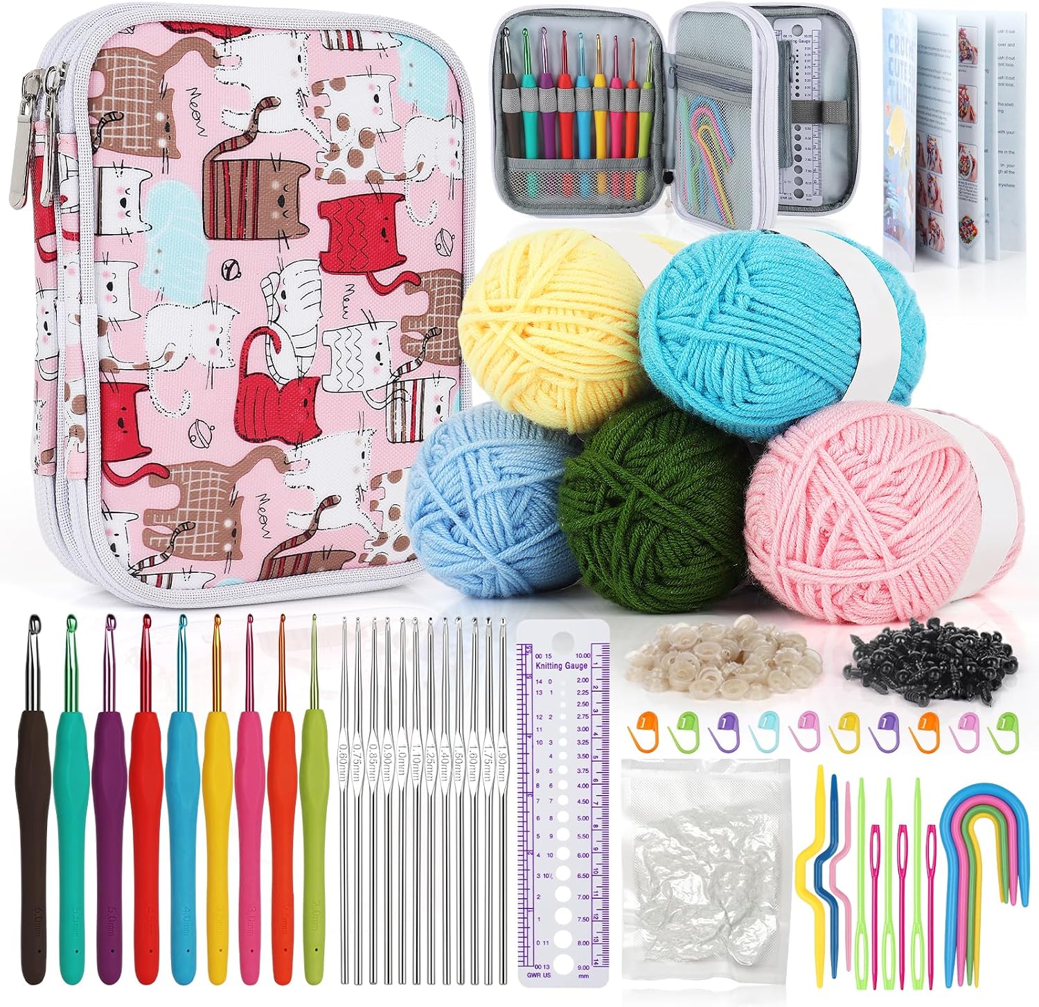 Katech Crochet Hooks Set with Case, Ergonomic for Comfortable Crocheting | 85 Pcs Metal Crochet Needles and Co - view 11
