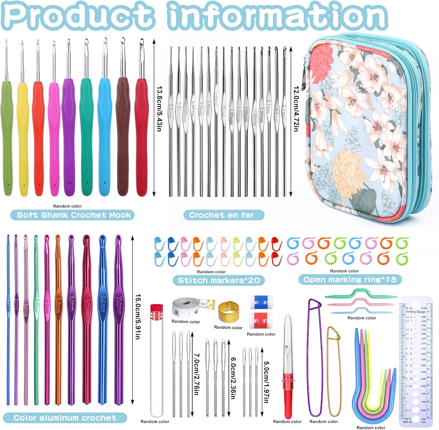 Mayboos 96 Pack Crochet Hooks Set, Ergonomic Crochet Hooks Weave Yarn Kits | with Storage Case and Crochet Nee - view 2