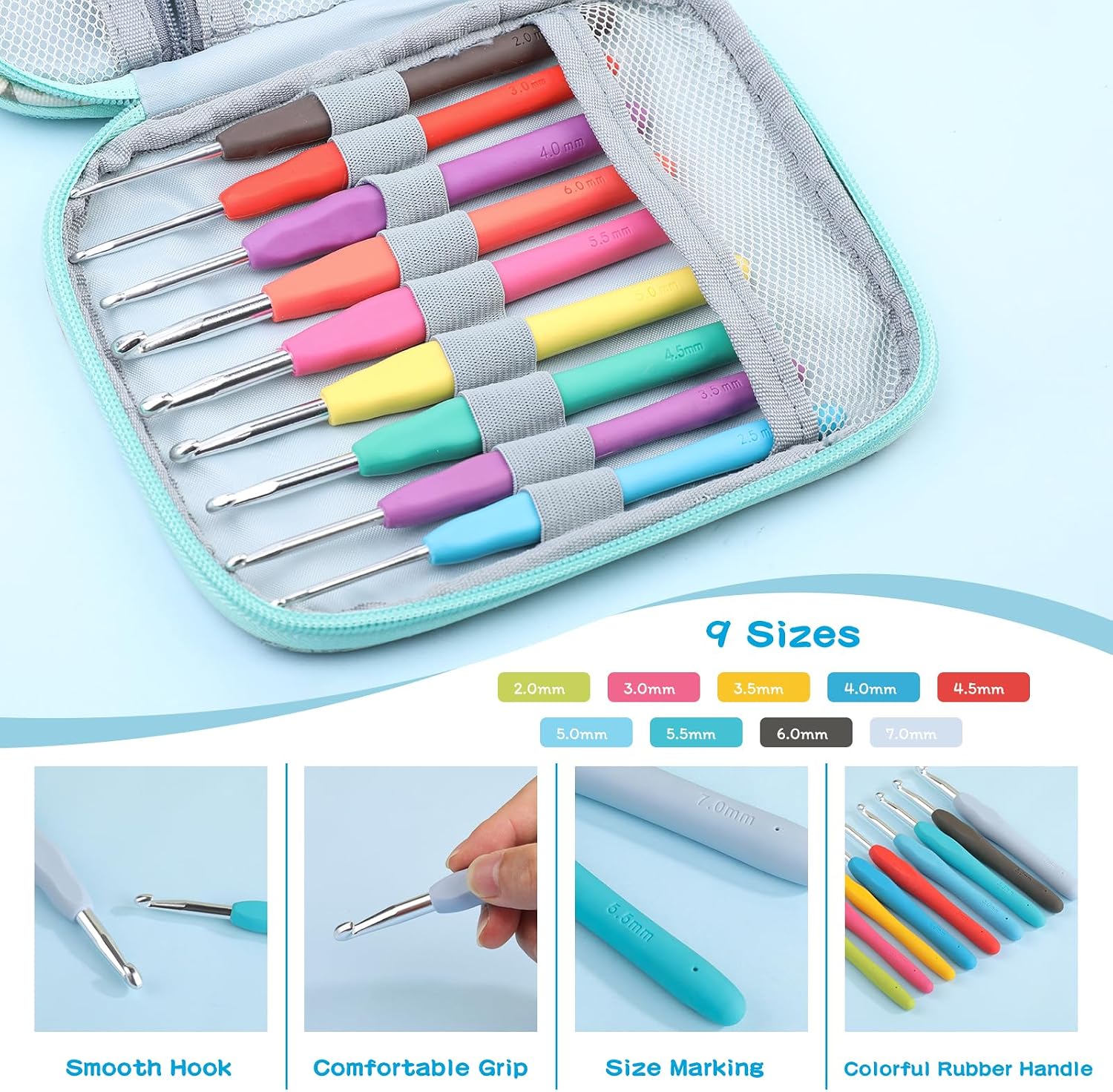 Mayboos 96 Pack Crochet Hooks Set, Ergonomic Crochet Hooks Weave Yarn Kits | with Storage Case and Crochet Nee - view 4