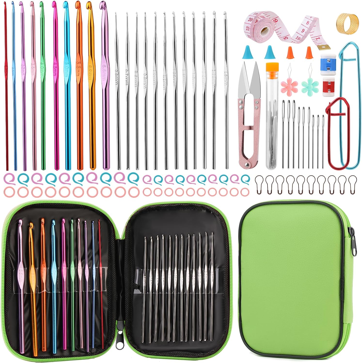 UzecPk 96 Pcs Crochet Hooks Kit, Medal Crochet Hooks Crochet Needles | Crochet Hooks Set with Storage Bag, Sti - view 8