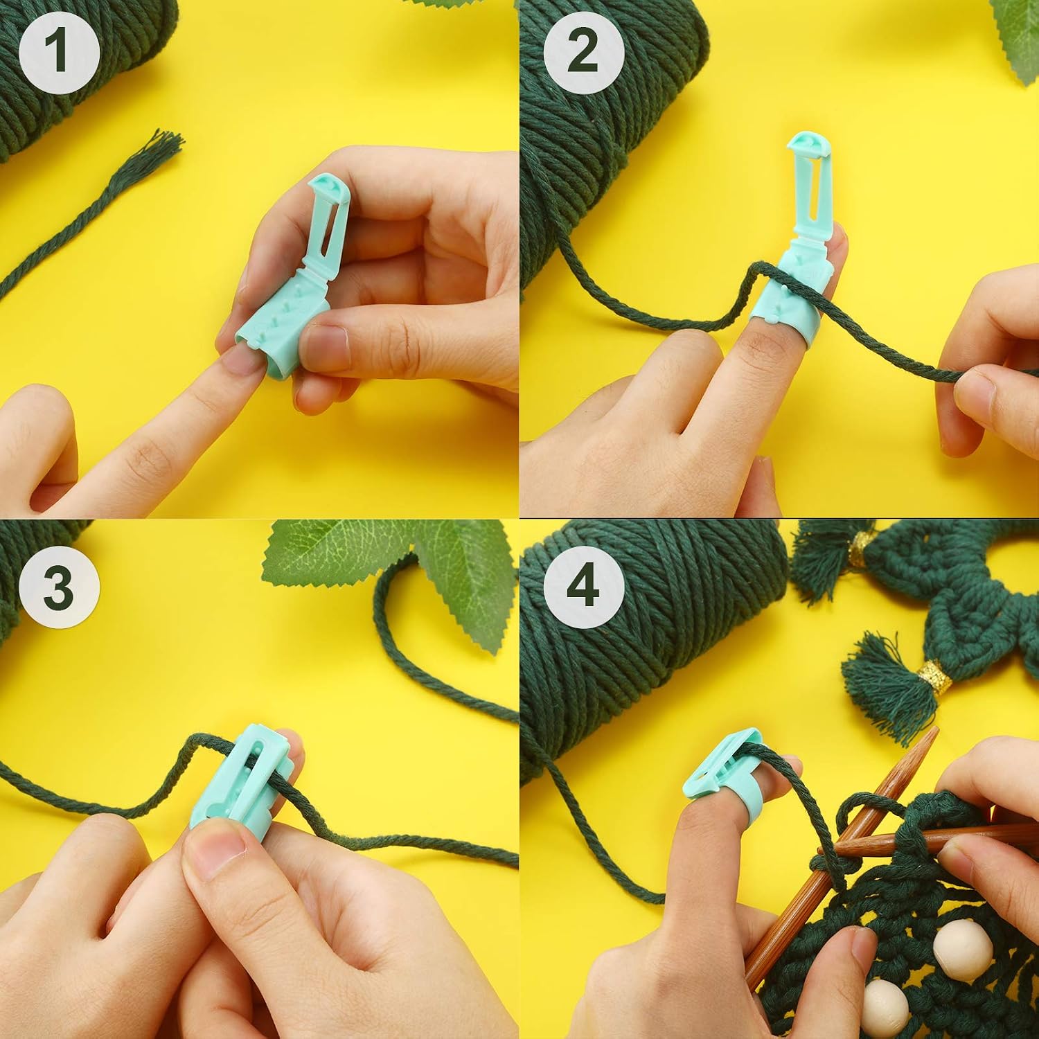 Willbond 4 Pcs Adjustable Crochet Tension Ring for Knitting, Multicolor - view 4