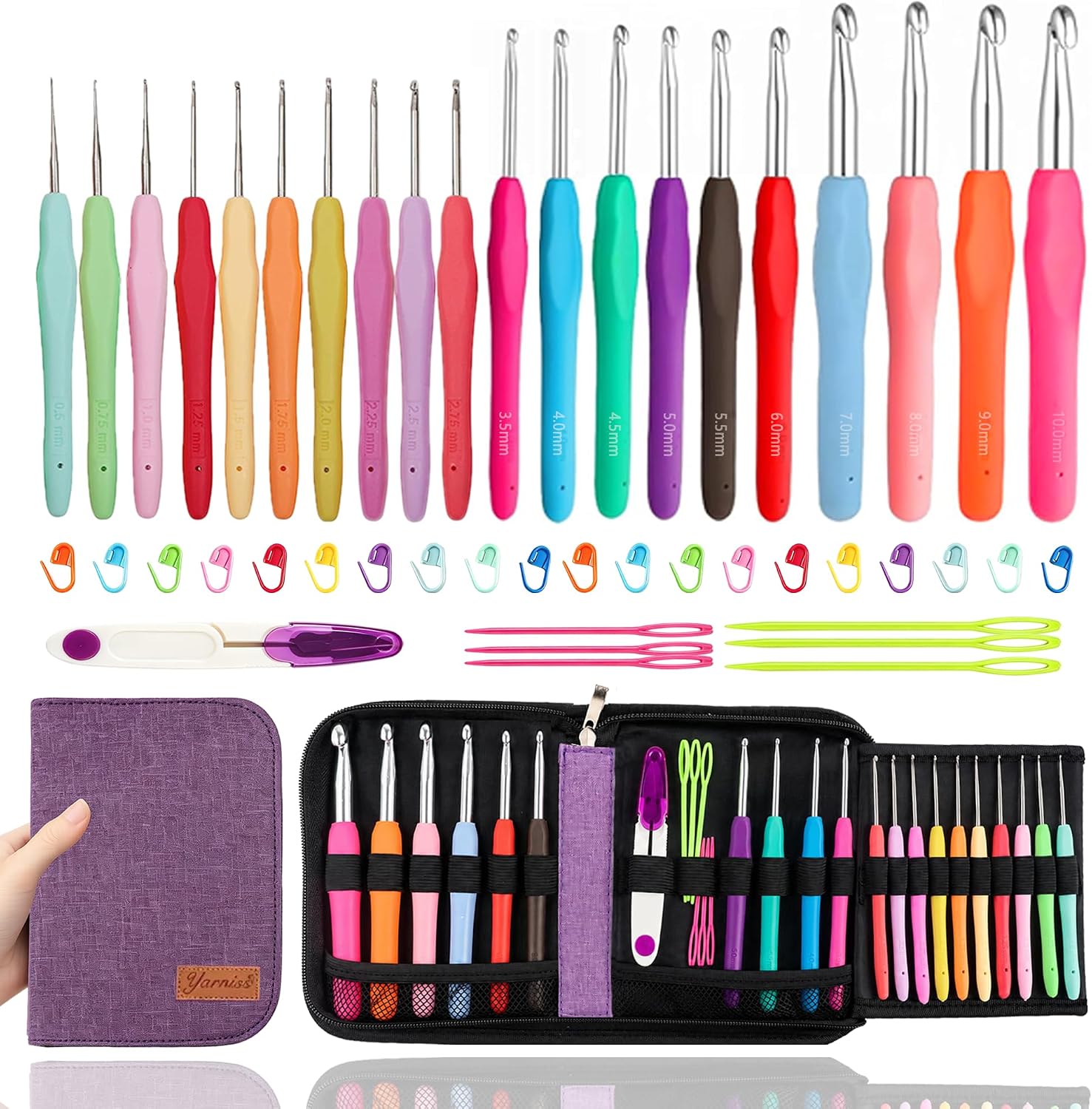 Yarniss Crochet Hooks,14 Size Ergonomic Crochet Hooks Set 2mm(B)-10mm(N) - view 8