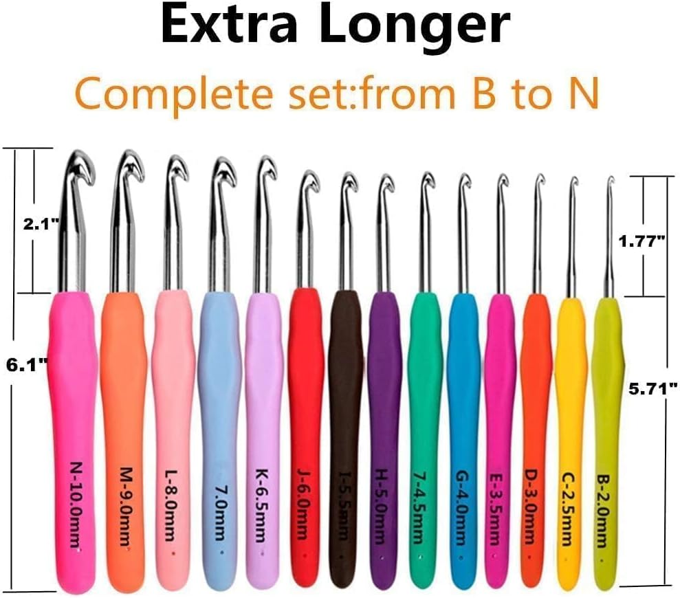 Yarniss Crochet Hooks,14 Size Ergonomic Crochet Hooks Set 2mm(B)-10mm(N) - view 4