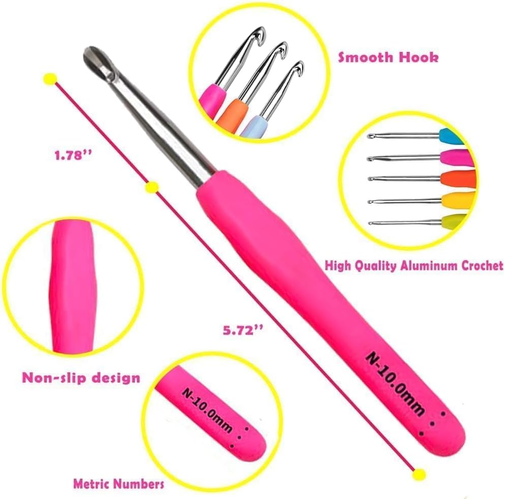 Yarniss Crochet Hooks,14 Size Ergonomic Crochet Hooks Set 2mm(B)-10mm(N) - view 2